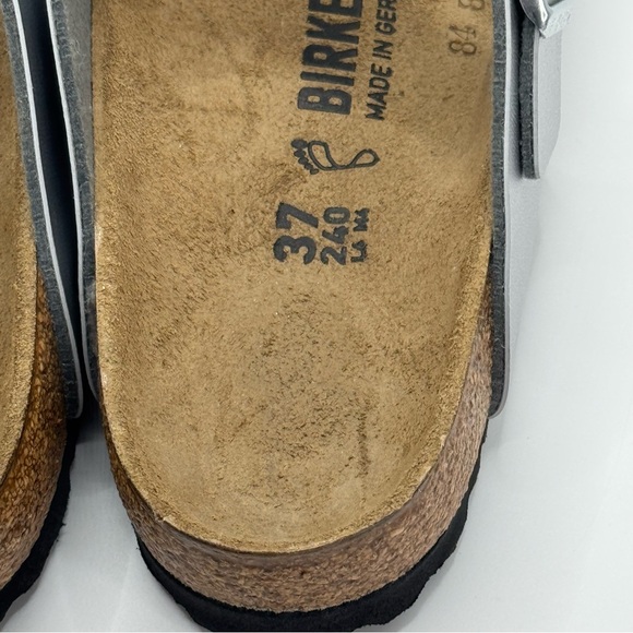 Birkenstock Silver and Tan Footbed Sandals - Picture 9 of 16